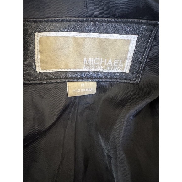 Michael Michael Kors Motorcycle Leather Jacket Distress Black Zip Moto Womens M - Picture 12 of 16